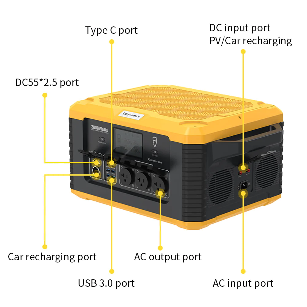 FJD PowerSec MP2000 Portable Power Station 2000W 2264Wh with Removable Battery Pack
