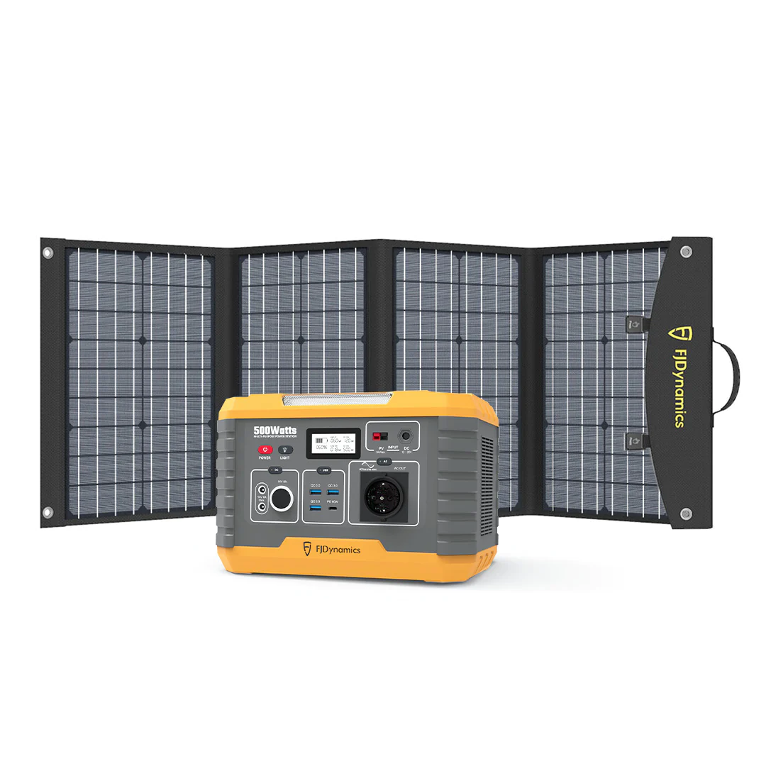 FJD 500W Solar Generator – 500W Power Station & 120W Solar Panel